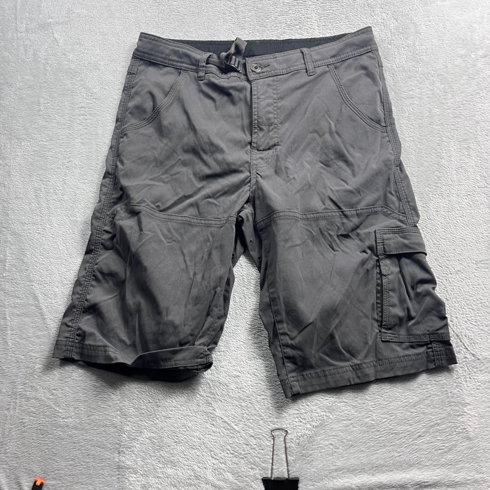 Prana Zion Mens Charcoal Gray Hiking Cargo Shorts Size Medium Adjustable Belt